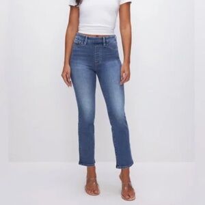 NWT Good American Power Stretch Pull on Straight Indigo Jeans Medium